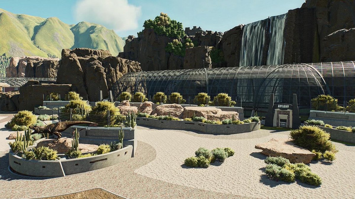 antipujo's tweet photo. Here’s my park so far! #JurassicWorldEvolution3 https://t.co/FgOF7kUNt9
