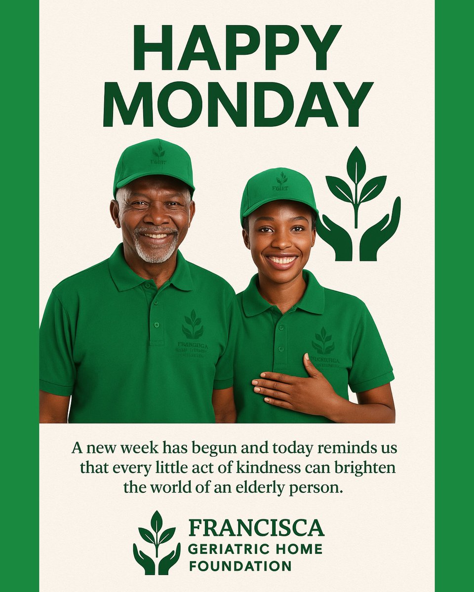 FGHFoundation's tweet photo. Happy Monday from the Francisca Geriatric Home Foundation 🌿💚
A new week is here &amp; we stay committed to giving our elderly ones love, care &amp; dignity.
Thank you to everyone supporting this mission. Your kindness keeps us moving.
#FGHF #ElderCare #HopeAndHumanity #MondayMotivation https://t.co/onlrzUnm1s