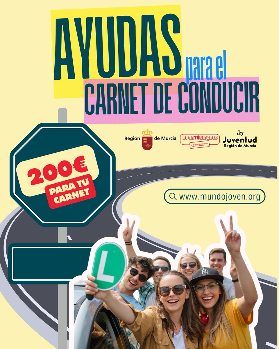 📢Ayudas para que los jóvenes de la #RegióndeMurcia puedan sacarse el carnet de conducir   📷Jóvenes de 18 a 40 años   📷Para primera matrícula y tasa de examen teórico  📷n9.cl/43i2n#mundojov… #OporTÚnidadesRM