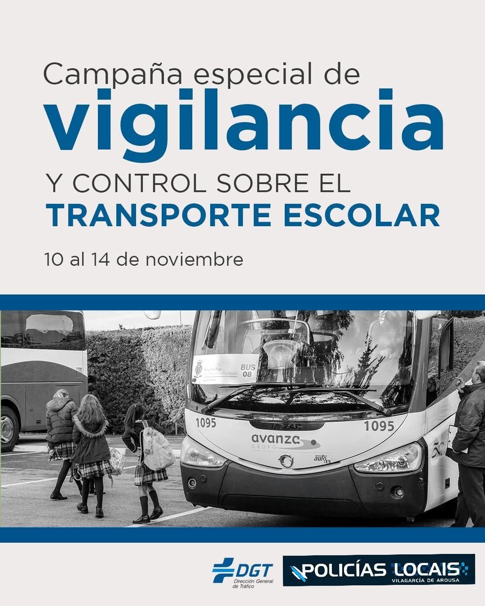 Intensificaranse as inspeccións, comprobando autorización do servizo​, documentación e condicións dos vehículo​s e da persoa condutor​a

#CampañaEspecialControlYVigilancia #SeguridadeViaria #VilagarcíaDeArousa #092ATúaPolicíaDeProximidade #PoliciaLocal #Vilagarcía #PLVgA