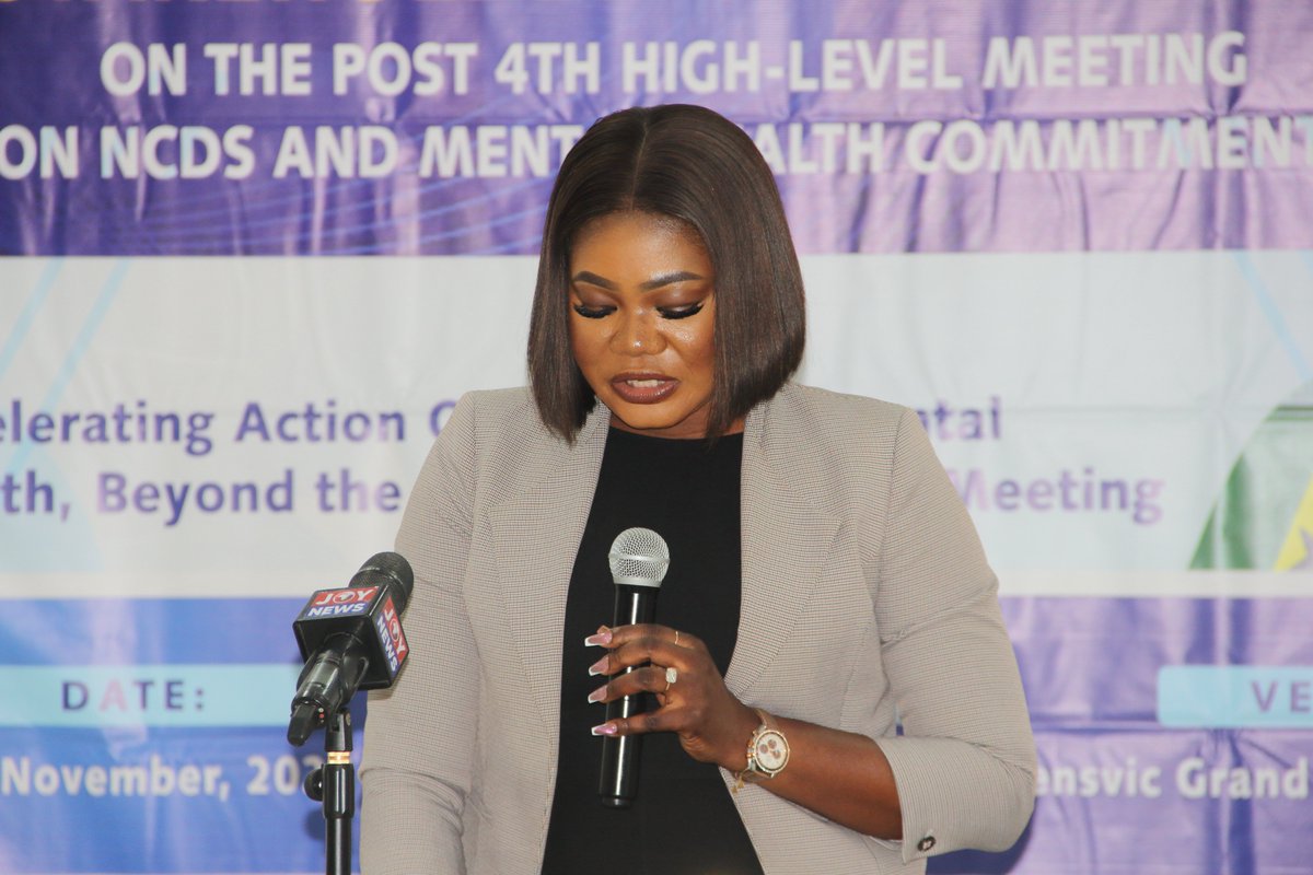 GhanaNcd's tweet photo. At the Post-UNHLM on #NCDs &amp; #MentalHealth, Dr. Naomi Appiah of @_GHSofficial highlighted key priorities: integrate NCD care into PHC, improve access to medicines, and strengthen multi-sector partnerships to tackle risk factors like unhealthy diets, tobacco &amp; alcohol.
@mohgovgh https://t.co/VIEhL2RH7q