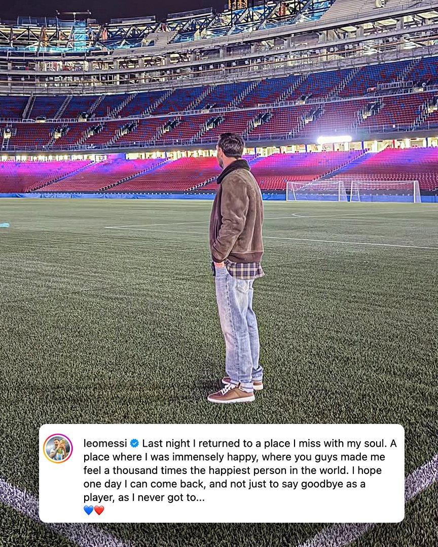 ESPNFC's tweet image. Messi back at Camp Nou 🥺