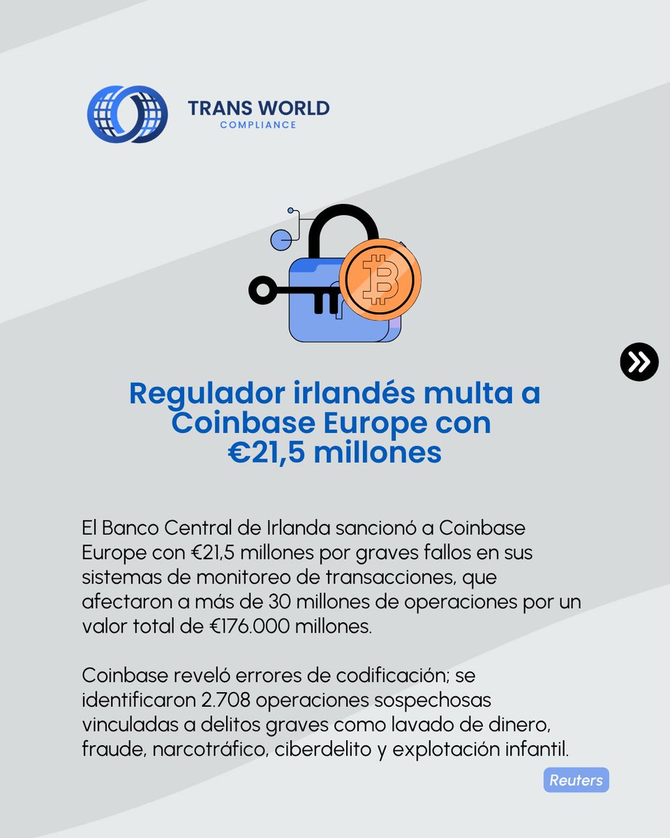 TransWorldComp's tweet image. #Noticias | Las fallas en la prevención de lavado de dinero, las represalias contra denunciantes y las brechas de cumplimiento demuestran una cosa: los sistemas son tan sólidos como las personas que los hacen cumplir.

👉 hubs.la/Q03Sl2D30

#Cripto #AML #Cumplimiento