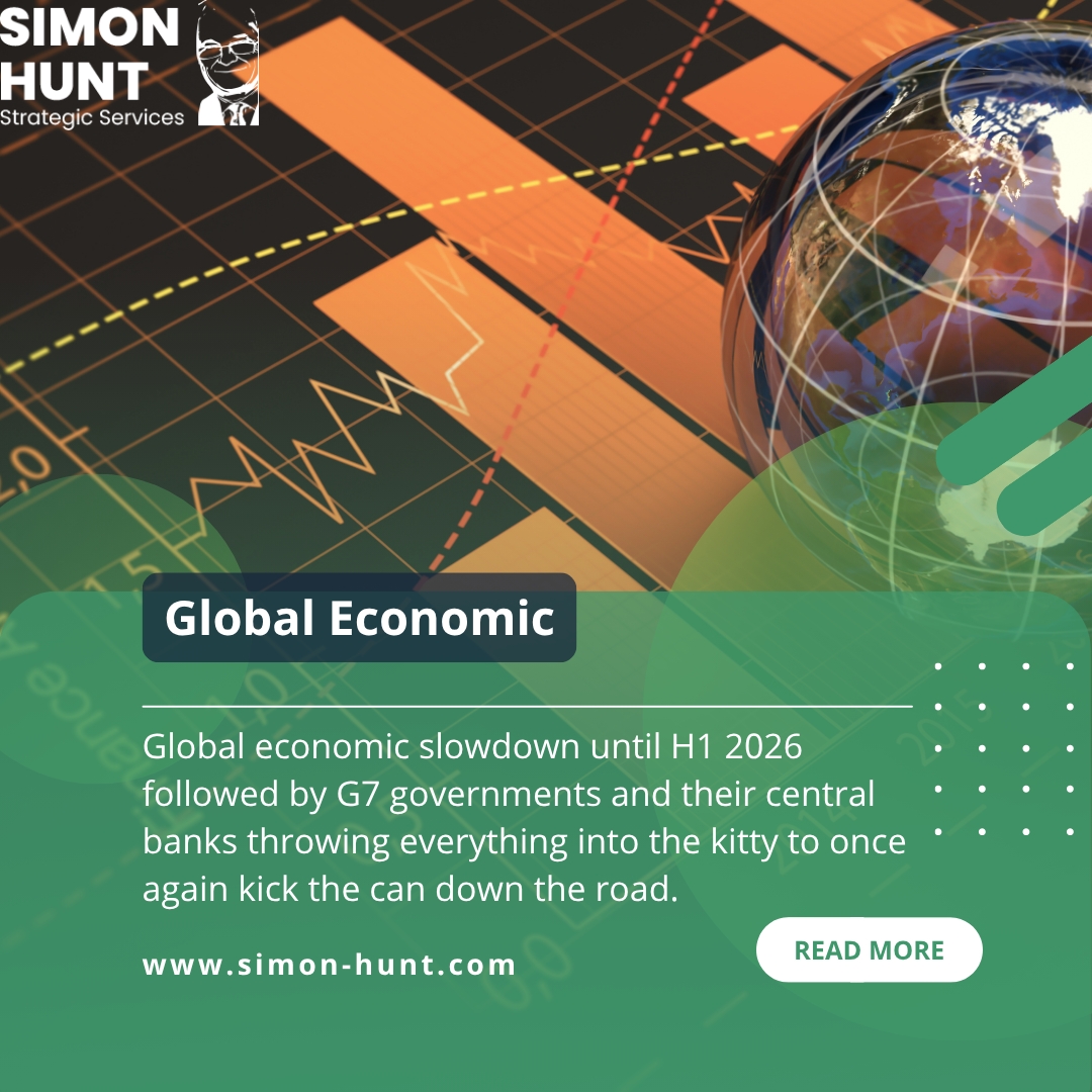 Global economic slowdown until H1 2026 followed by G7
governments and their central banks throwing everything into the kitty to once again kick the can down the road.