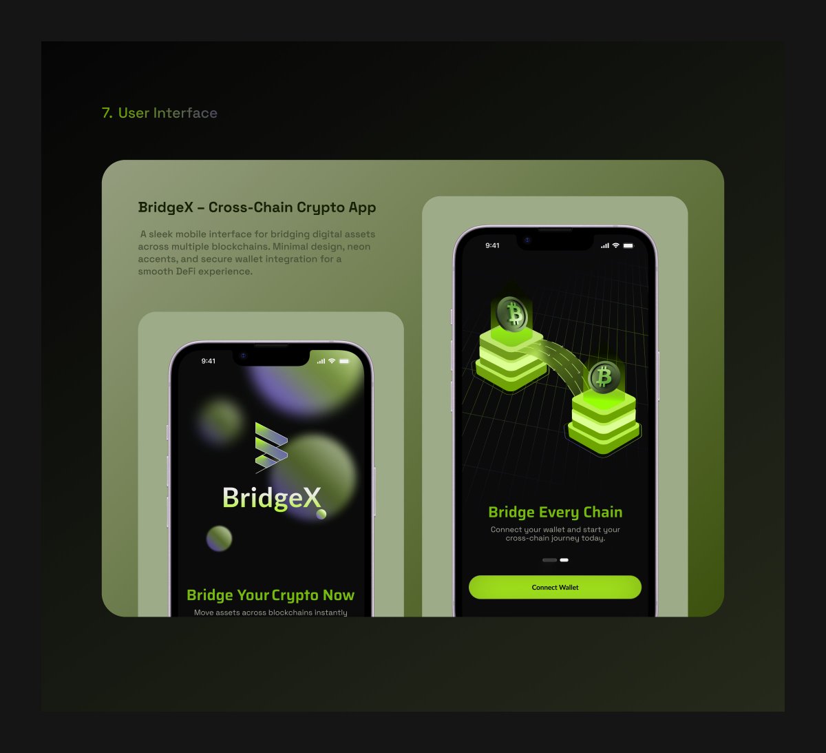 theuxabdullah's tweet photo. BridgeX — bridge your crypto across every chain 
Clean design. Neon vibes. Web3 ready.
#Web3Design #UIDesign  #CryptoUX https://t.co/byNGHfiBHW