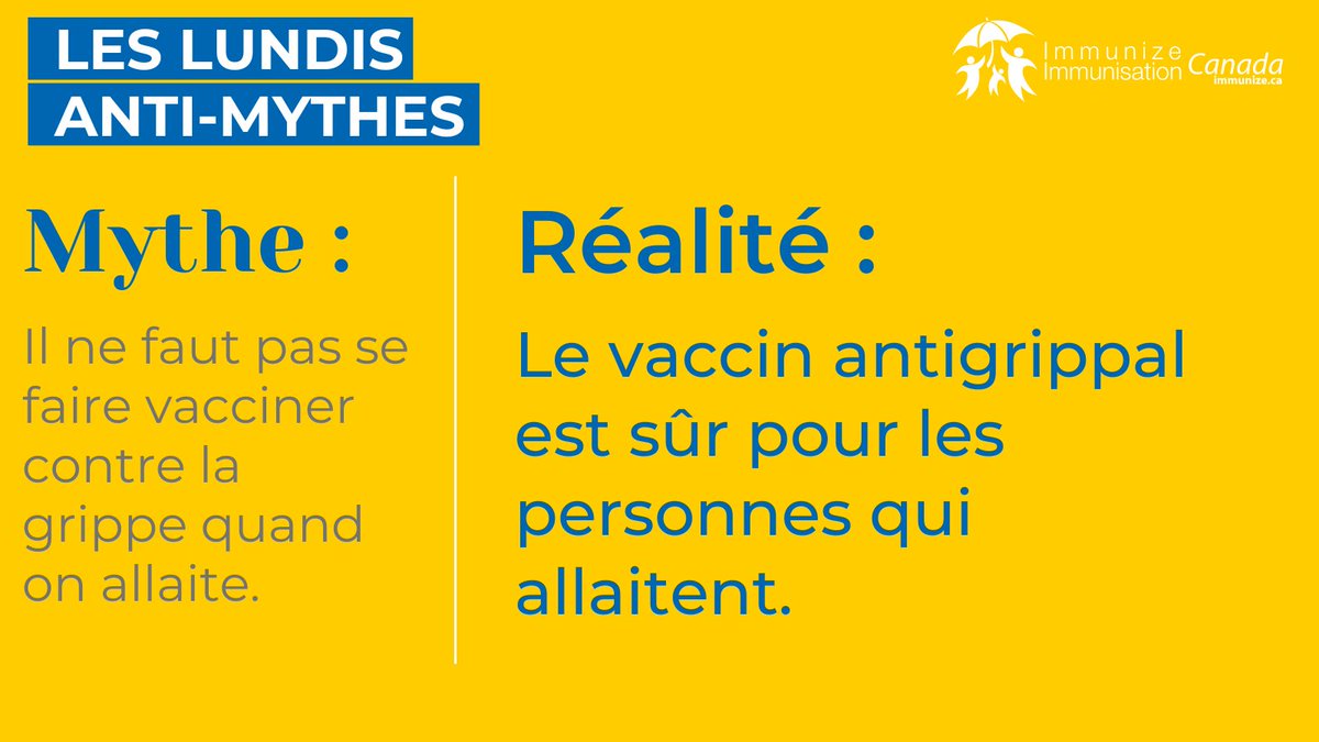 Aujourd’hui : #LundiAntiMythes! Abordons certaines informations erronées. immunize.ca/sites/default/… #grippe #LesVaccinsÇaMarche #LesVaccinsSauventDesVies #FaitesVousVacciner #SaisonGrippale #EnsembleContreLaDésinformation