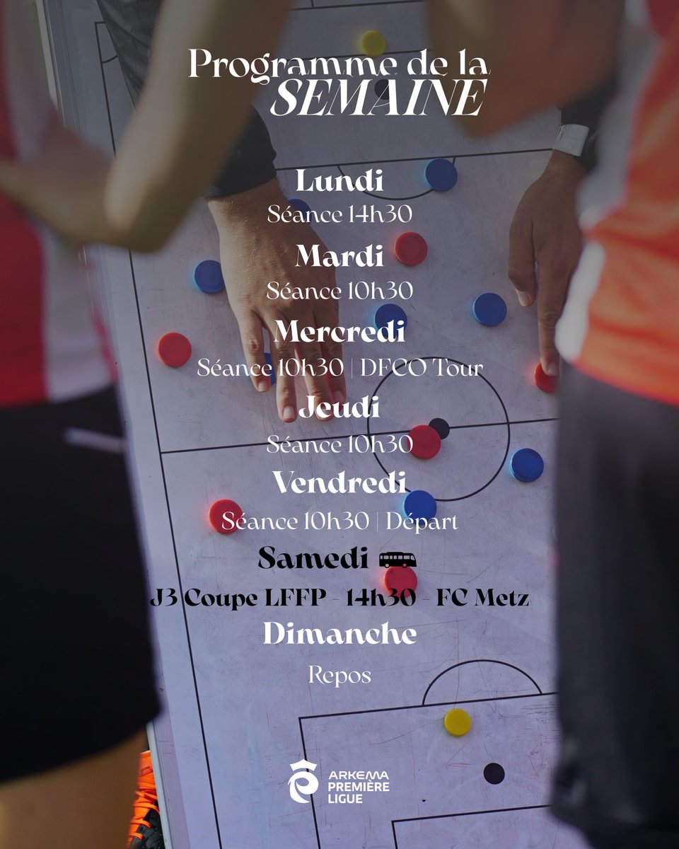 DFCO_Officiel's tweet photo. 𝗣𝗿𝗼𝗴𝗿𝗮𝗺𝗺𝗲 𝗱𝗲 𝗹𝗮 𝘀𝗲𝗺𝗮𝗶𝗻𝗲 🗓️
Place à la coupe pour nos féminines ! 🏆
3ème journée sur la pelouse du FC Metz 🔜
#FCMDFCO https://t.co/ibaFYM2h18
