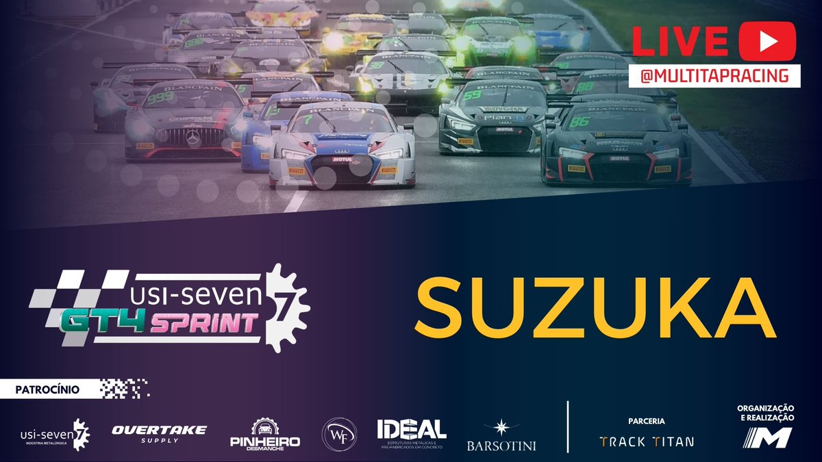 🔴ESTAMOS AO VIVO🔴

Chega mais que a quarta etapa da 🏁USI-SEVEN GT4 Sprint🏁 em Suzuka já começou. Acompanhe nossa transmissão 🔴AO VIVO🔴 com narração de Telmo Camargo🤩.

📆ASSISTA AGORA📆 -  youtube.com/live/4Mluo-dL1…

🚦MULTITAP RACING, A CASA DO ACC NOS CONSOLES🚦