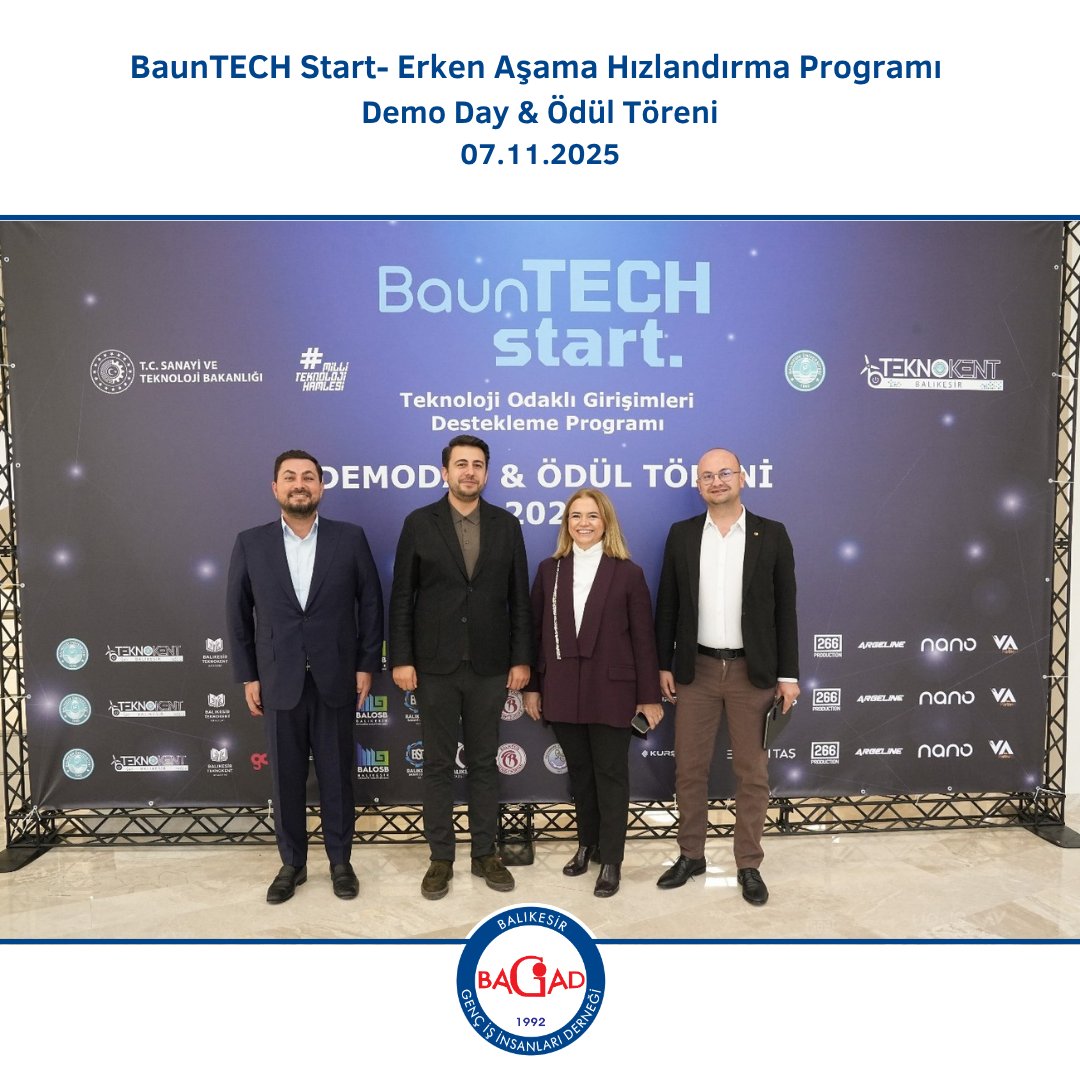 Başkanımız Sn. Mert KURŞUN, Genel Sekreterimiz Sn. Ahmet ACAROĞULLARI ve Üyemiz, TOBB Balıkesir GKK Başkanı Sn. Ceyhun ERCAN, Balıkesir Teknokent’in düzenlediği BaunTECH Start – Erken Aşama Hızlandırma Programının final etkinliği olan Demo Day &amp; Ödül Töreni’ne katıldı.