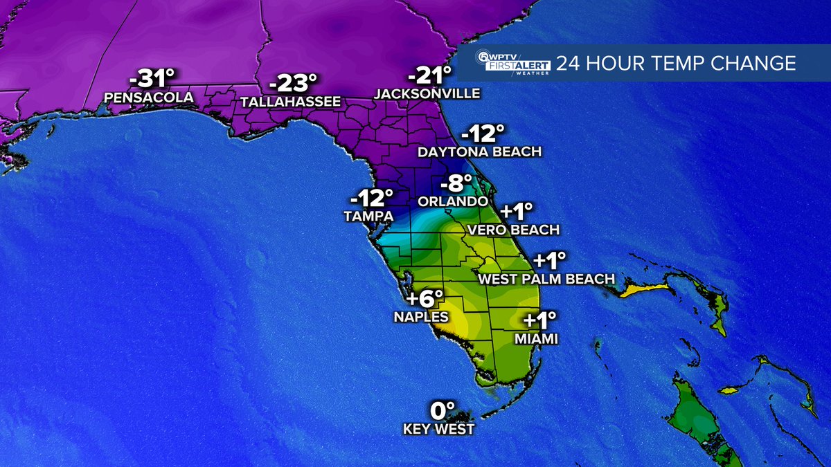 Strong cold front bisecting the state right now, One last warm day for us today in south Florida then we will see those 40s make it down into parts of south Florida by tomorrow morning! 🥶 #flwx #weather