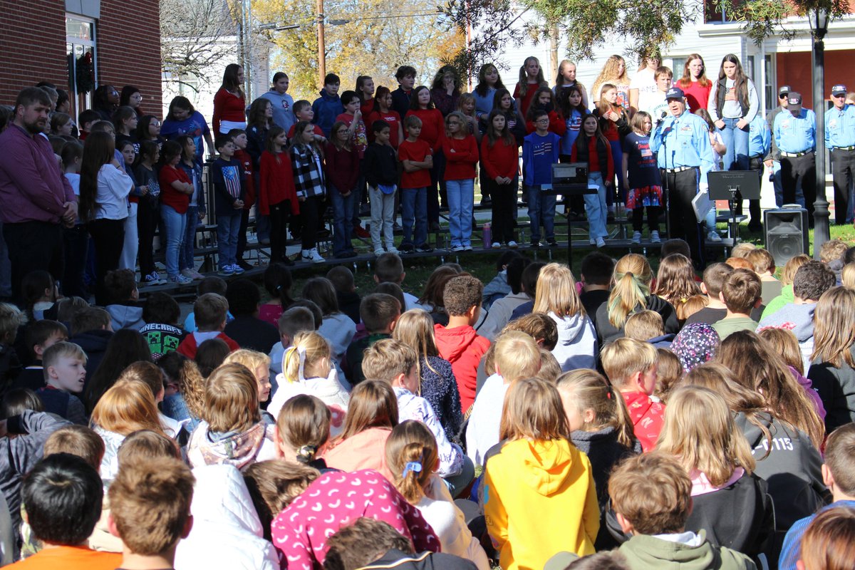 MCSWV's tweet image. Central Elementary students, faculty and staff, along with community members, honored American Heroes during the school&apos;s annual Veterans Day program on Thursday, November 6, 2025. This year’s ceremony took place on the lawn of the Marshall County Courthouse.