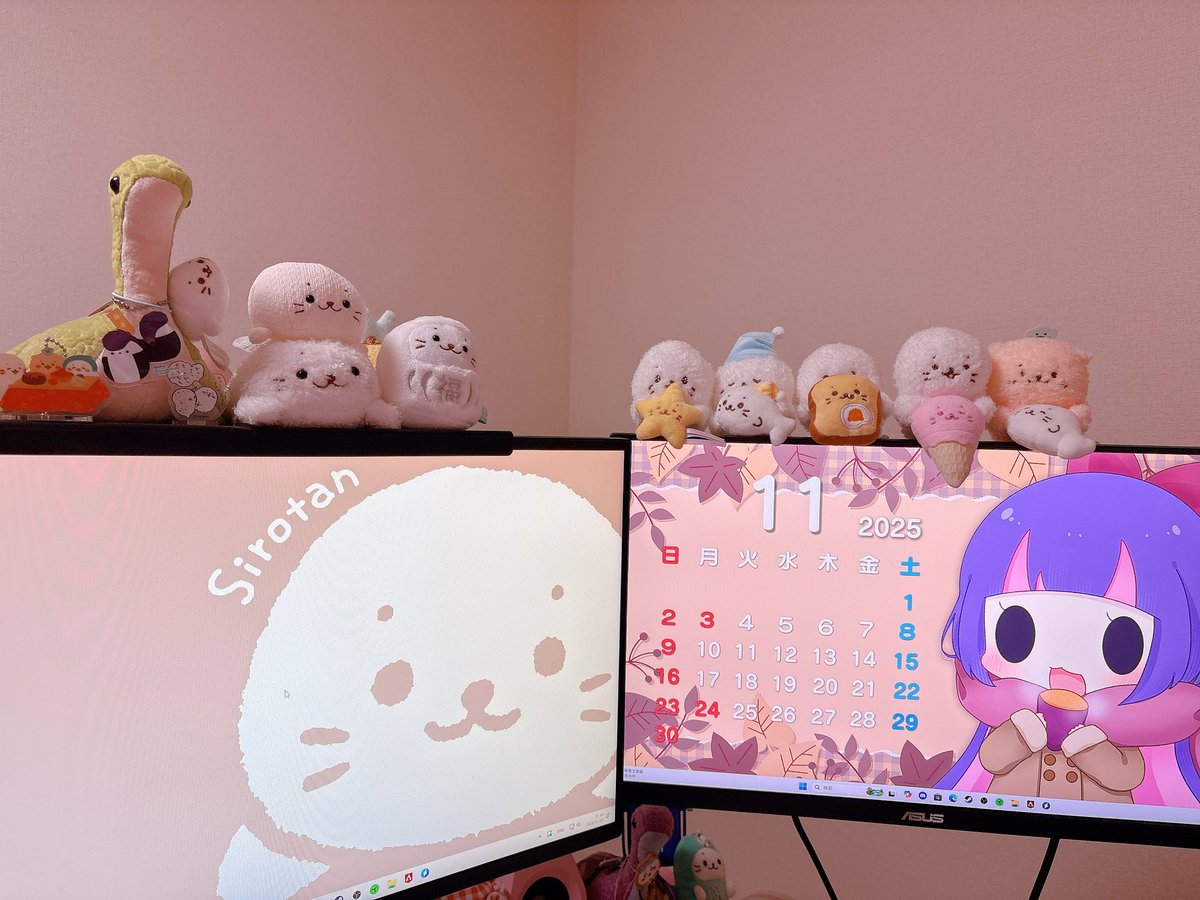 百均でモニター上の飾り棚買ってみた！ゲーム画面に干渉しなければけっこういいかも！🦭♡