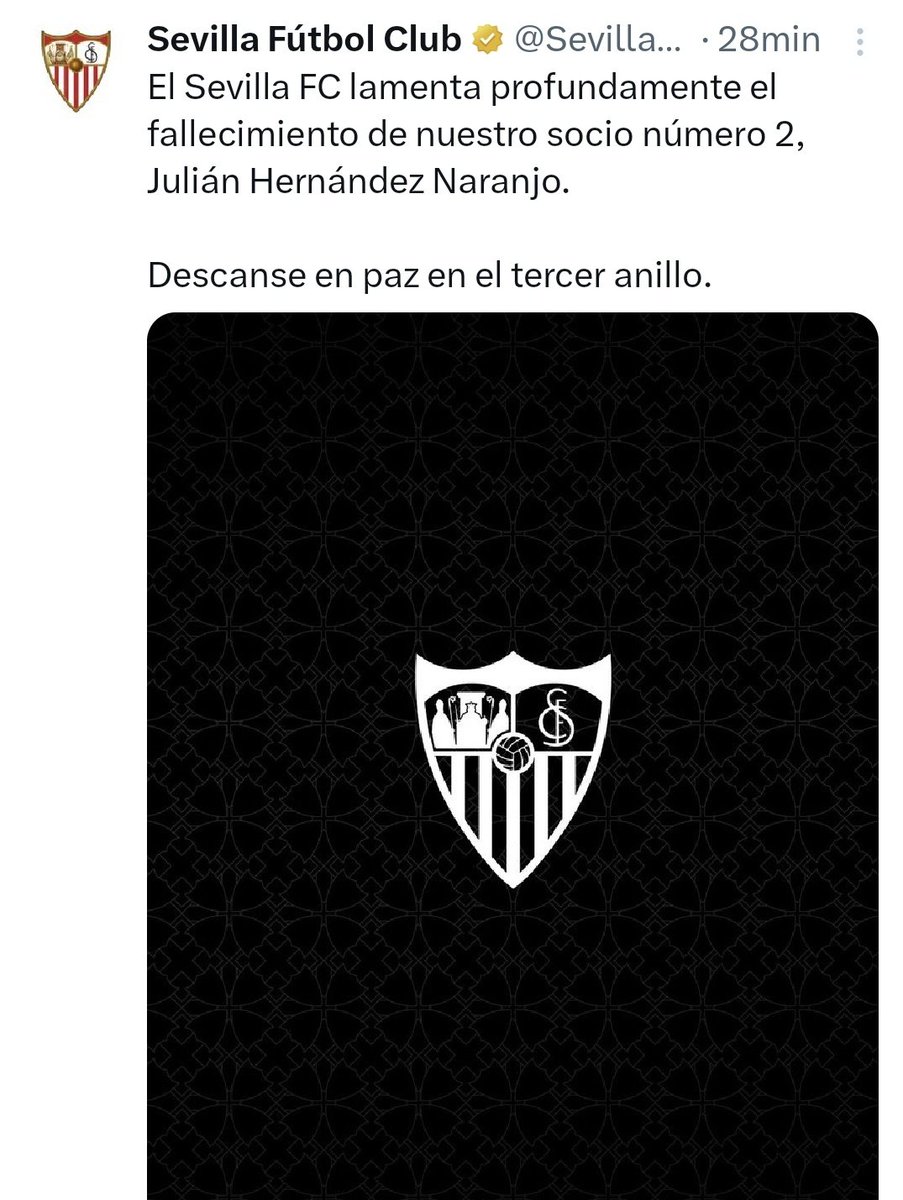 Losotros18's tweet image. DEP los socios n° 1 y n° 2 del #SevillaFC

Un fuerte abrazo para familia y amistades ♥️