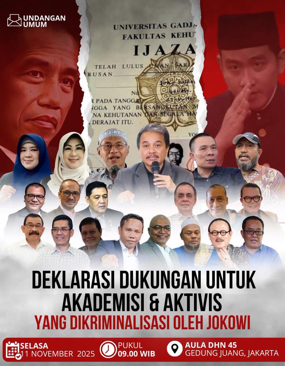DEKLARASI DUKUNGAN AKADEMISI DAN AKTIVIS, GEDUNG JOEANG SELASA 11 NOVEMBER 2025