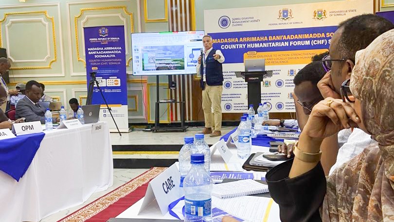 FAOSomalia's tweet photo. .@FAOSomalia today briefed participants of the Country Humanitarian Forum @SoDMA_Somalia in Jowhar on the progress of #JOSP implementation, acknowledging government leadership and partners’ commitment of resources to address floods and droughts in Middle &amp; Lower Shabelle regions. https://t.co/ZhDNR7Fpwk