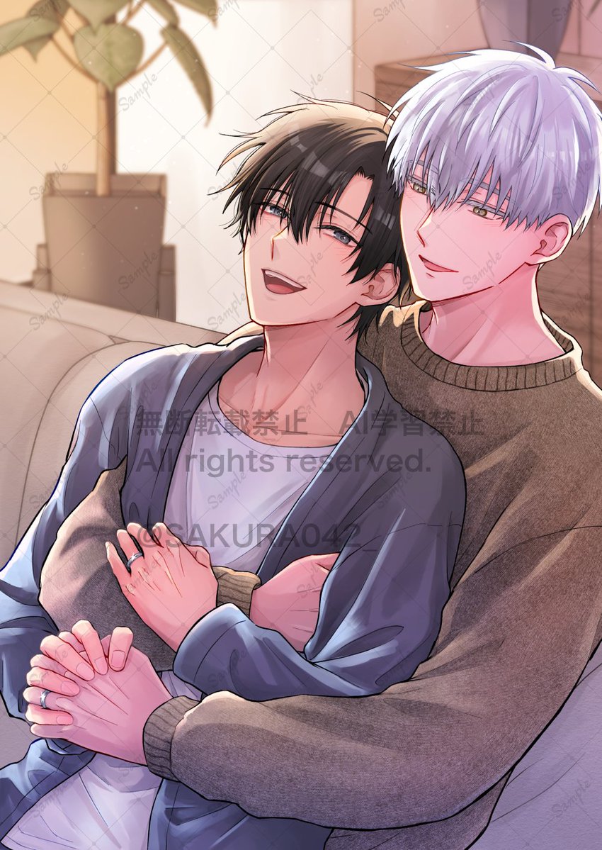 SAKURA042_'s tweet image. コミティアで出す本の表紙&amp;amp;ポスター&amp;amp;ポスカになる予定
#COMITIA154
#創作BL
#BL漫画