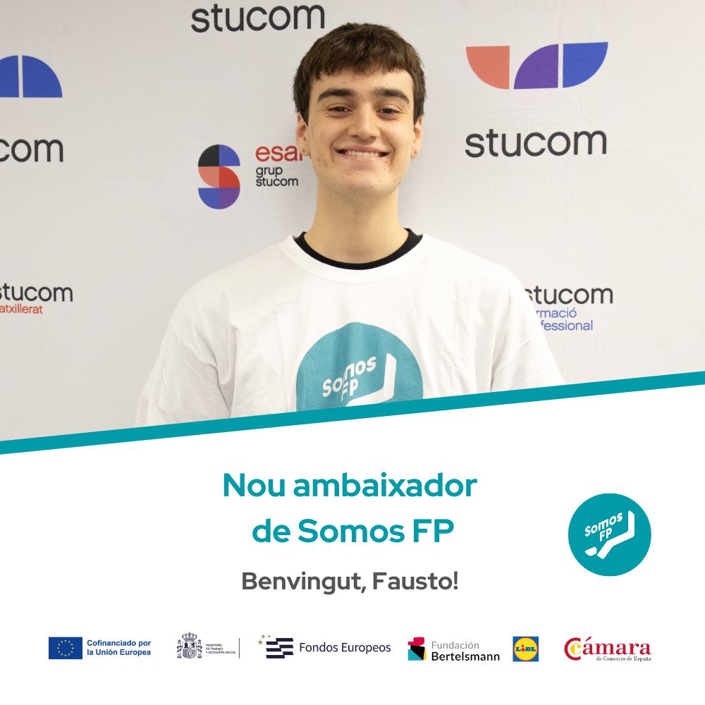 CambraBCN's tweet image. En Fausto, alumne de @STUCOM, es suma a la xarxa d&apos;ambaixadors/es del programa @SomosFP_!  

El programa #SomosFP busca crear una comunitat d’ambaixadors/es que contribueixin activament a la divulgació d’una #FormacióProfessional de qualitat.

Forma’n part i descobreix tot el que…