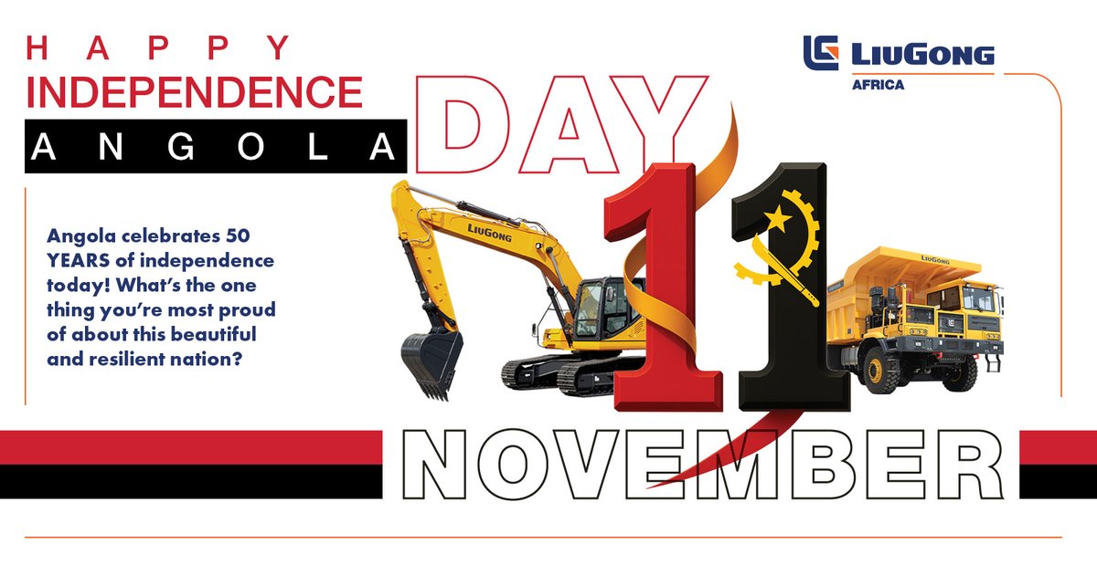 LiuGongAfrica's tweet photo. Happy Angola Independence Day! 🇦🇴
Today we celebrate the strength, resilience, and progress of Angola since 11 November 1975.
LiuGong proudly salutes the hardworking people powering the nation forward. 💪

#AngolaIndependenceDay #LiuGongAfrica #BuiltForProgress #PoweringNations https://t.co/gVUBM0NI4A