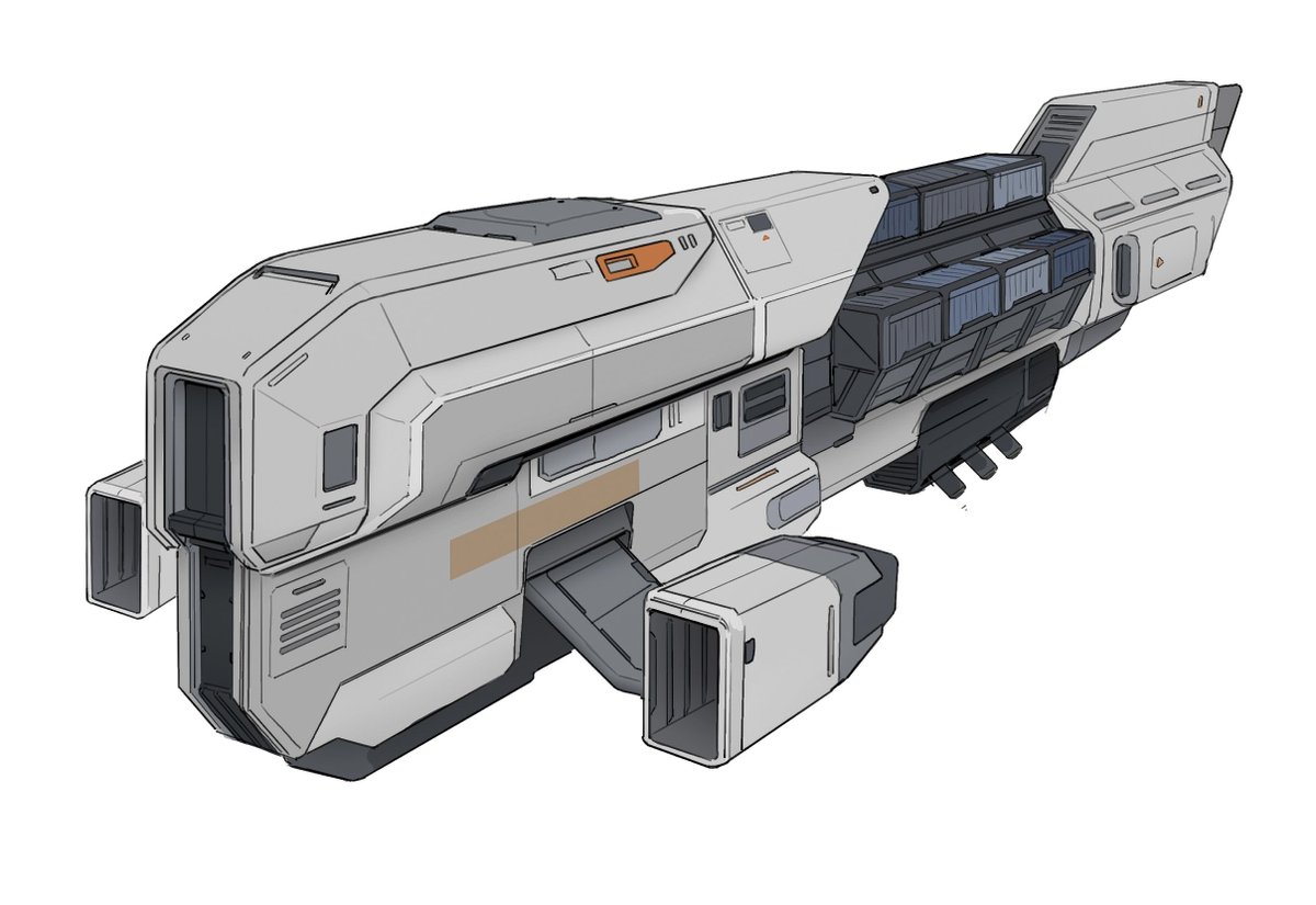 Nixxez2's tweet image. My concept art for the Starship in FireBreak Game’s ‘Factory Frontier’

#conceptart #scifi #propdesign