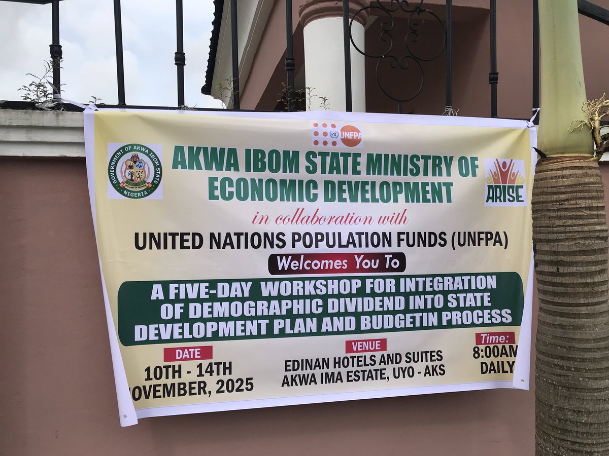 Ongoing in <a href="/aksgovt/">Akwa Ibom State Govt</a> with support from <a href="/unfpanigeria/">UNFPA Nigeria</a>. The commencement of A 5-Day Training Workshop for the Integration of Demographic Dividend into the State Development Plan and Budgeting process. Capacity Support for Building Evidence for Harnessing Demographic Dividend.