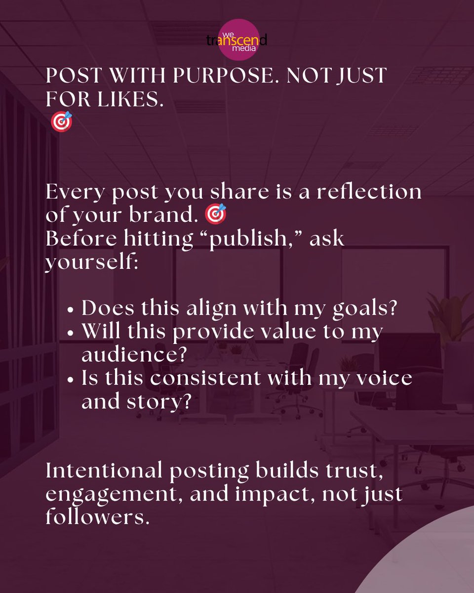 WeTranscendMed's tweet photo. Your content can do more than just fill a feed, it can inspire, inform, and connect. 
Post with intention, share with purpose, and watch your brand grow authentically.
🚀 Start posting with purpose today, make every post count!
#ContentWithPurpose #patlama #LoveYourW #GraffxGULF https://t.co/znCNZ28dXY
