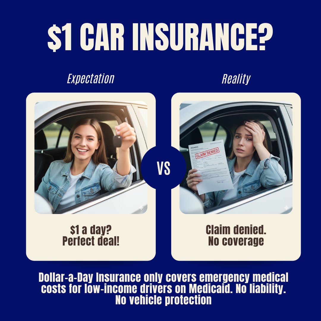 CenInsQuote's tweet image. 💵 $1 car insurance in New Jersey?
It’s real — but it’s not what you think.
Dollar-a-Day Insurance only covers limited emergency medical costs for low-income Medicaid drivers.
No liability. No car protection.
👉 centralinsurancequote.com/auto-coverage
#InsuranceAwareness #CarInsurance #NJDrivers