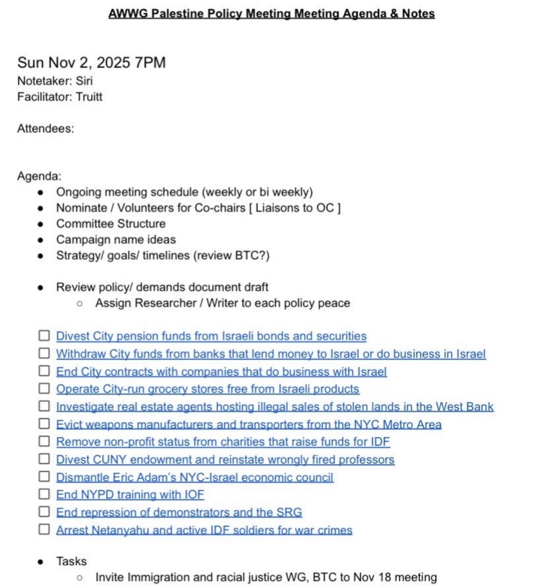 #URGENTE

🚨 O novo prefeito eleito de Nova York, Zohran Mamdani, é membro dos Socialistas Democráticos da América (DSA) e um documento vazado de 5 páginas revela que o foco do grupo não é moradia, crime ou pobreza.

É Israel.

O suposto plano da DSA prevê:
– Cancelar contratos