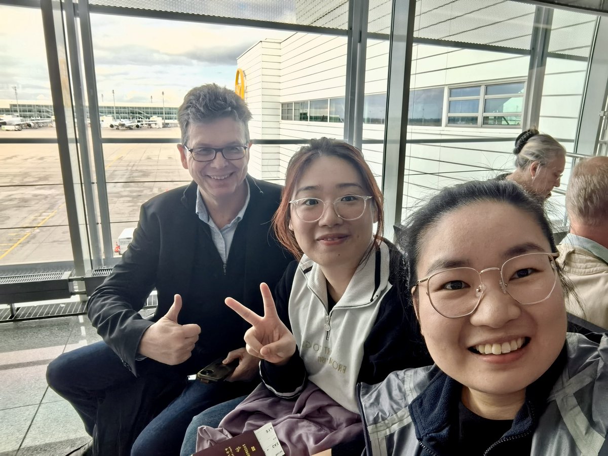 Arrived at Munich airport and looking forward to an exciting time in #Egypt visiting #German #University in #Cairo #GUC and the German #International University - Peter, Yuxin and Yingying