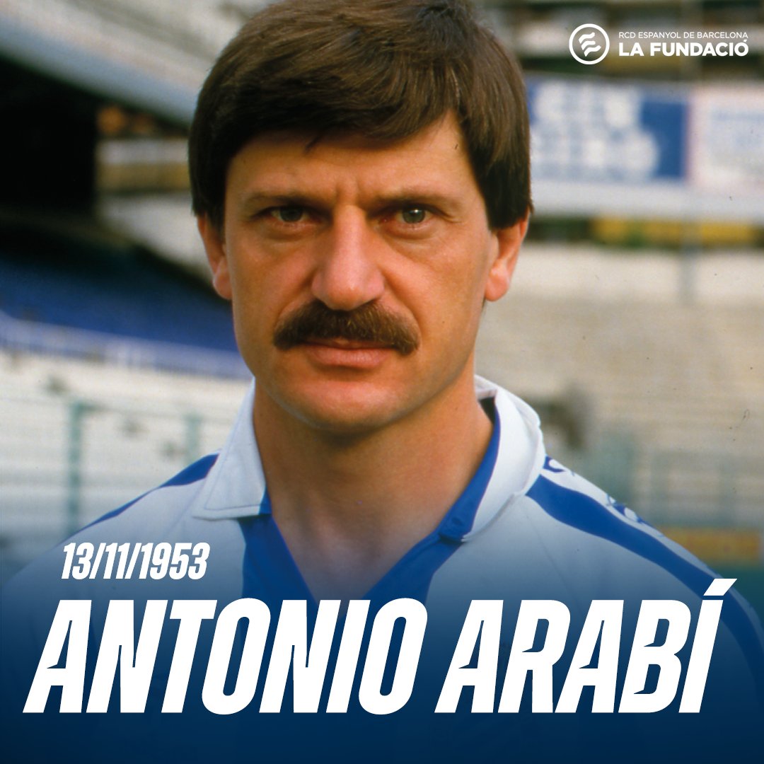 🗓️ Avui fa anys Antonio Arabí, defensa fonamental de principis dels 80 i capità del primer equip.

⚽ 215 partits oficials, 7 gols.

¡Feliz cumpleaños! 🥳

🏟️ No et perdis el Tour #RCDE! 👉 rcdespanyol.com/ca/tour

#FundacióRCDE