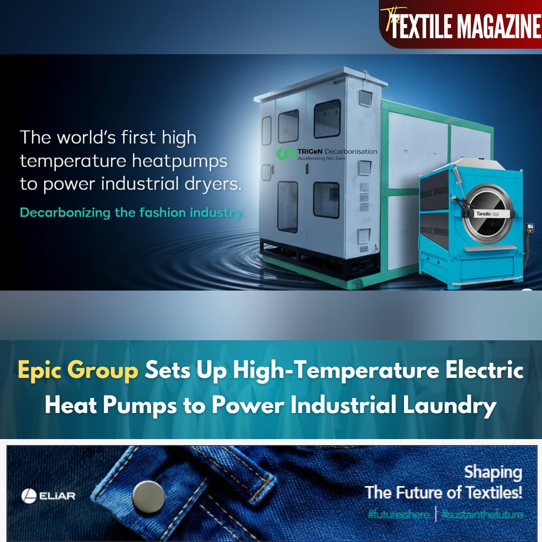 MagazineTextile's tweet photo. #EpicGroup advances carbon-free fashion with high-temperature industrial heat pumps at its new Bhubaneswar hub. Trimetro Garments India begins net-zero operations from Dec 1, 2025 โ powered by solar and battery storage.
๐๐๐๐ ๐๐จ๐ซ๐: https://t.co/znQvbK5r2j https://t.co/CrWapjIuTN