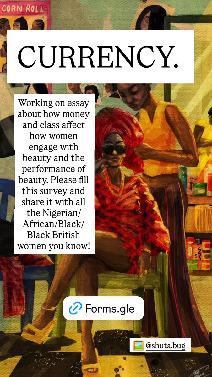 Popping back to share this! Currency is a REALLY important essay I'm working on, and I want to talk to the babes. Please fill this form. I'll be in touch very soon.
forms.gle/QNTPMC6UAjFYXr…
🖼️ <a href="/Shutabug/">That guy.</a>