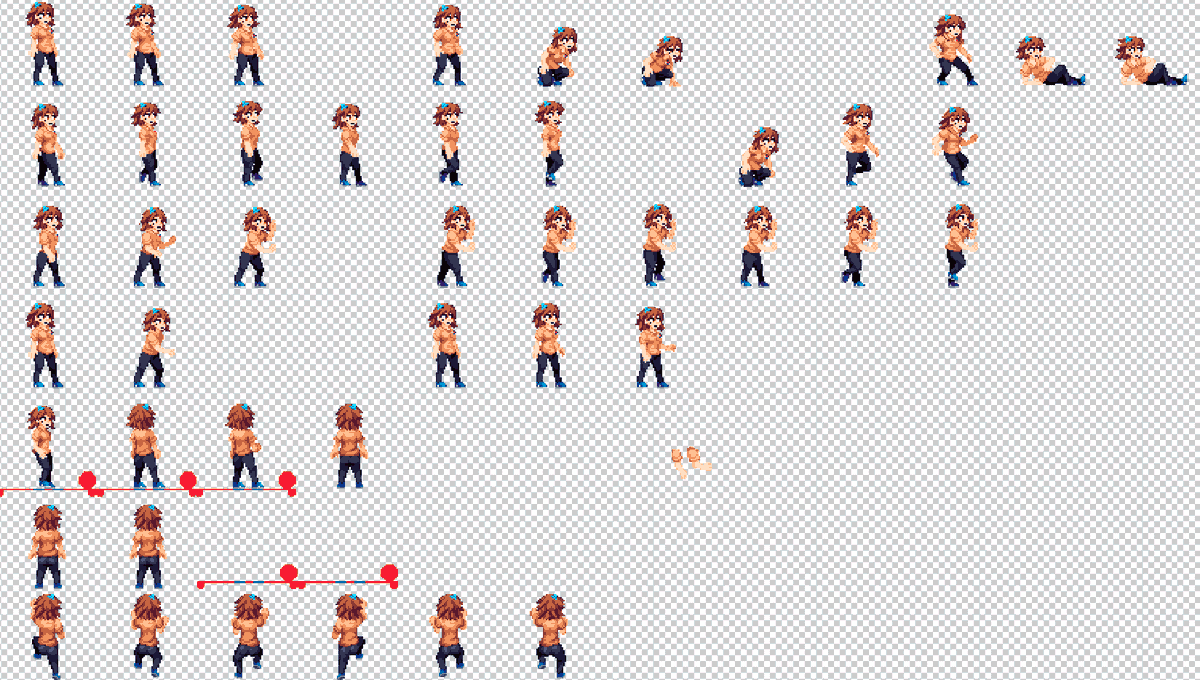 Waos..... Left almost 40% of her animations... and then draw her with 2 skins 😵
-
#pixelart #gamedev