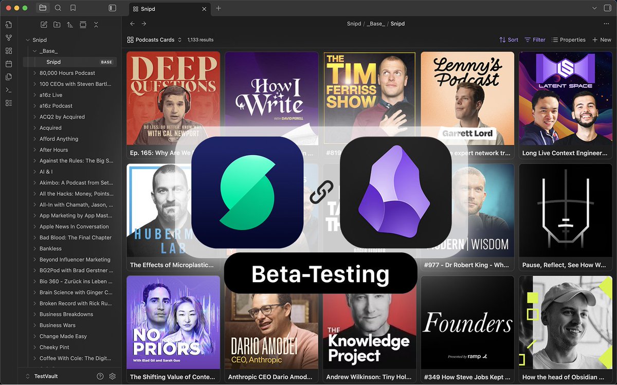 KevinBenSmith's tweet image. Three @snipd_app announcements:

- We&apos;re looking for beta testers for our new Obsidian plugin :)

- We&apos;ve increased our automatic AI processing by 30% !

- We&apos;ve added support for the Russian language. (We now support 26 languages!)