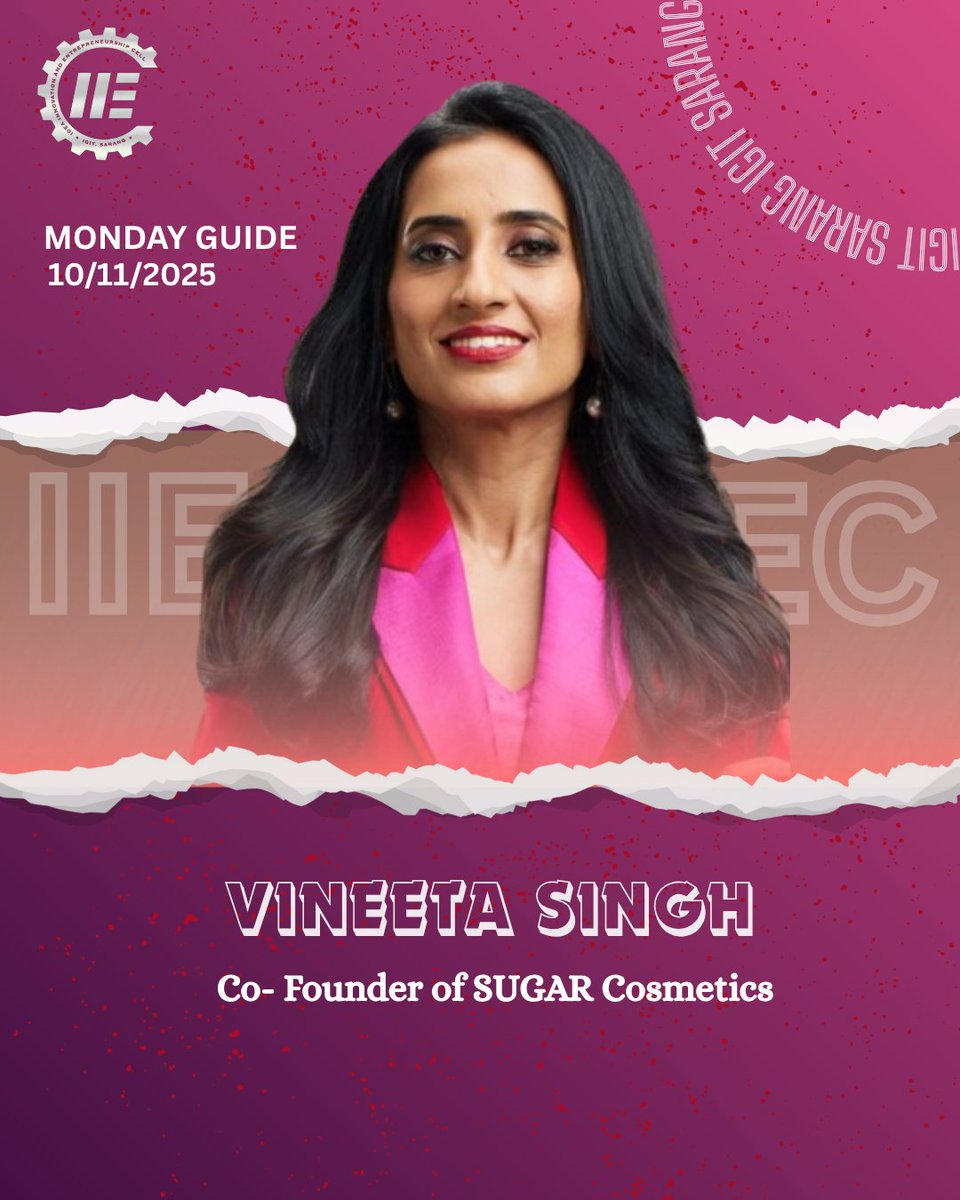 IIEC_igit's tweet photo. Turning challenges into charm and dreams into reality .
Here’s to Vineeta Singh, Co-Founder of SUGAR Cosmetics, inspiring millions to chase their goals fearlessly!
#MondayMotivation #IIEC #IGITSarang #StartupInspiration https://t.co/iD74I7p3qe