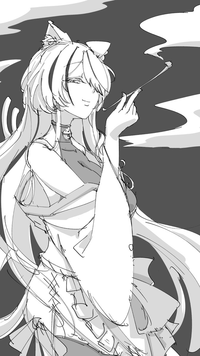 Xで見かけたVtuberさんを勝手に描こう✨
楪さん　猫又のお姉さんだよ
#ゆずり画