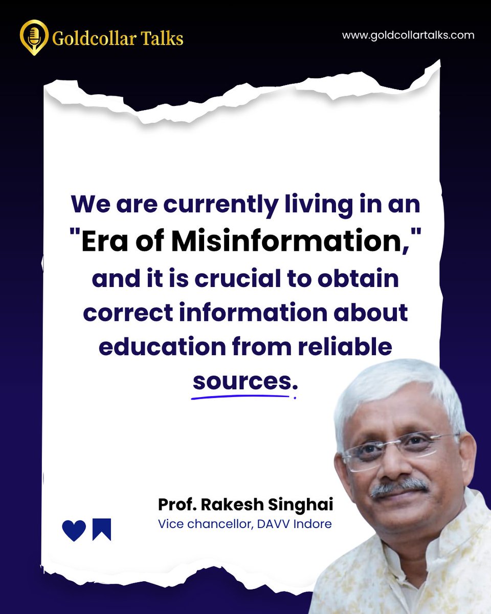 goldcollartalks's tweet image. Prof. Singhai: Education ki correct information reliable sources से लो. Students और Country का future इसी clarity पर है. Facts कहाँ से लेते हो?
Yt channel: youtube.com/@GoldCollarTal…
#educationsystem #davv #skilldevelopment #indianyouth #jobskills #NEP2020 #goldcollartalks