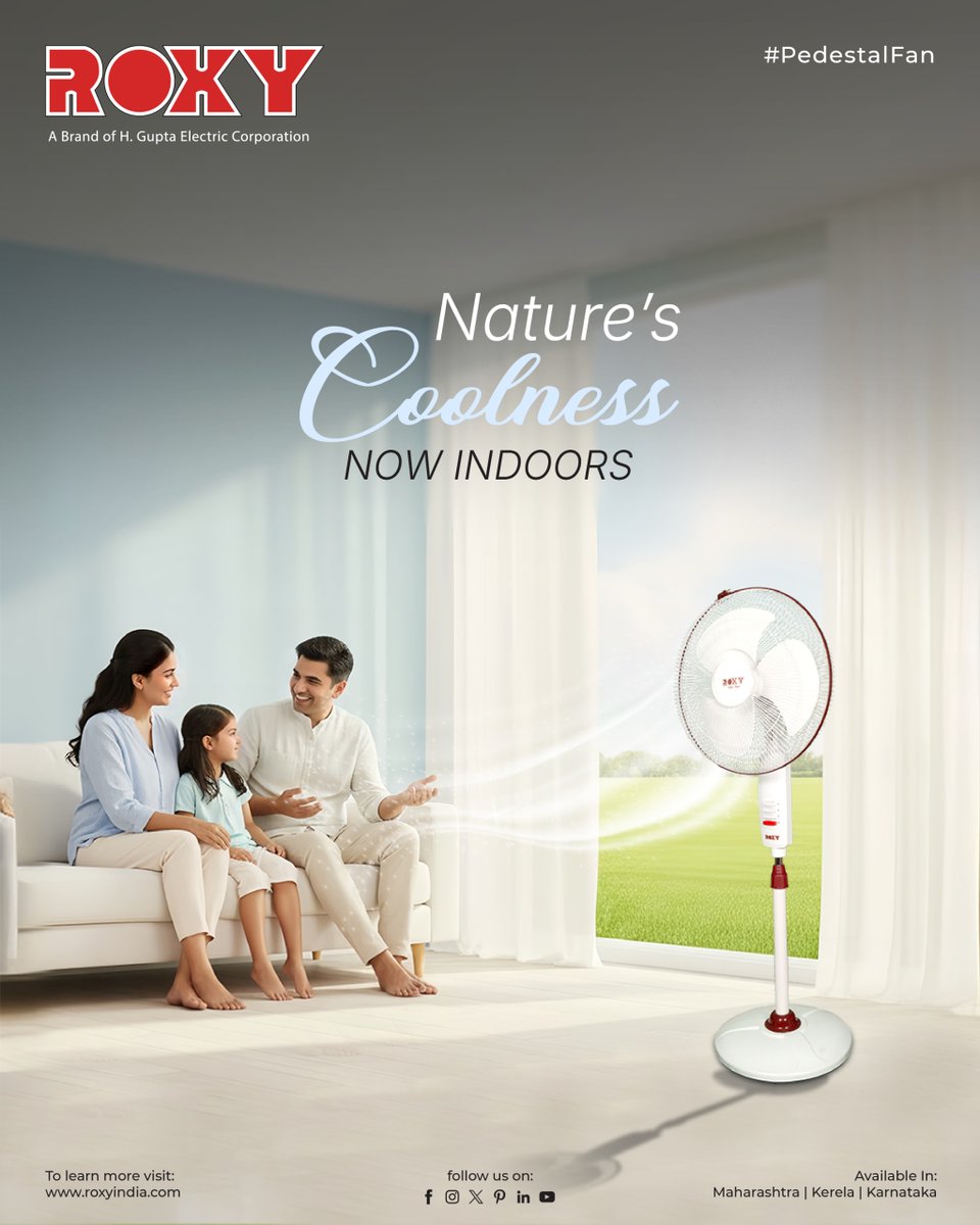RoxyAppliances's tweet photo. Bring home the breeze of nature โ Roxy Pedestal Fan, where comfort meets coolness! ๐๐จ
.
.
.
For more visit:- https://t.co/uYeGWpZmPO
.
.
.
#RoxyFans #PedestalFan #NatureCoolness #FreshAirIndoors #CoolComfort #HomeEssentials #StayCool #BreezyLiving #RoxyAppliances https://t.co/ZfenVdNnpV