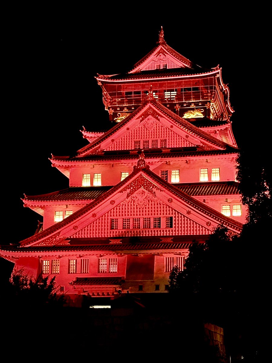oeingoboeing's tweet image. Osaka Castle was lit red tonight for HTLV awareness.
