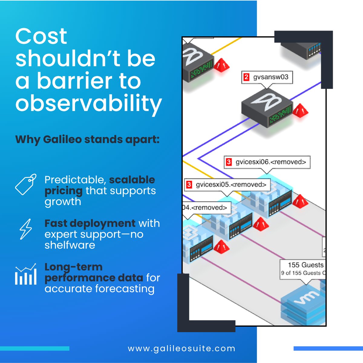 GalileoPE's tweet image. #TechXchange takeaway: IT teams need observability tools that deliver insights without breaking the bank. Galileo delivers:
💰 Predictable pricing
⚡ Easy deployment + expert support
📊 Indefinite data retention for accurate forecasting
👉 Request a Demo links.galileosuite.com/4nHU8t5