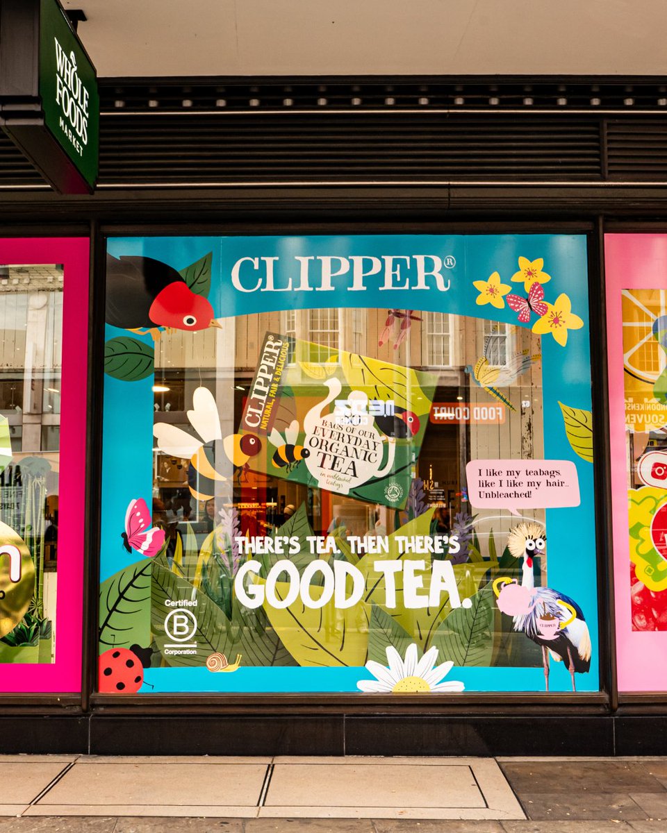 ColourStudiosUK's tweet photo. A window that tells a story 🌱

Our display for Clipper Tea at Whole Foods Kensington helped capture their natural, fair &amp; delicious ethos - right in the heart of London.

#ColourStudios #ClipperTea #Bcorp https://t.co/7UINkSKT57