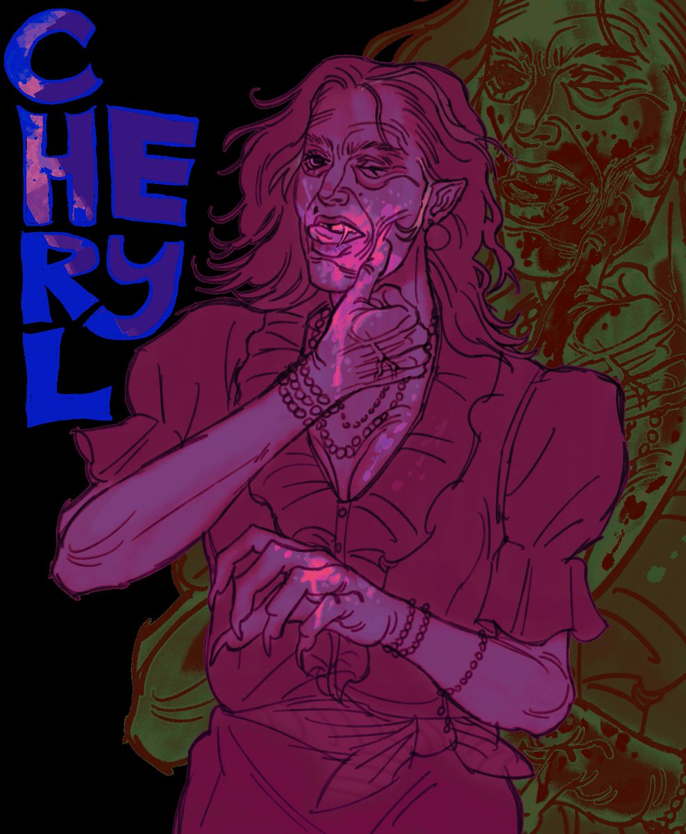Cheryl doomed to triadic colors dimension. Necessary vampire character with blood on their face drawing ✅