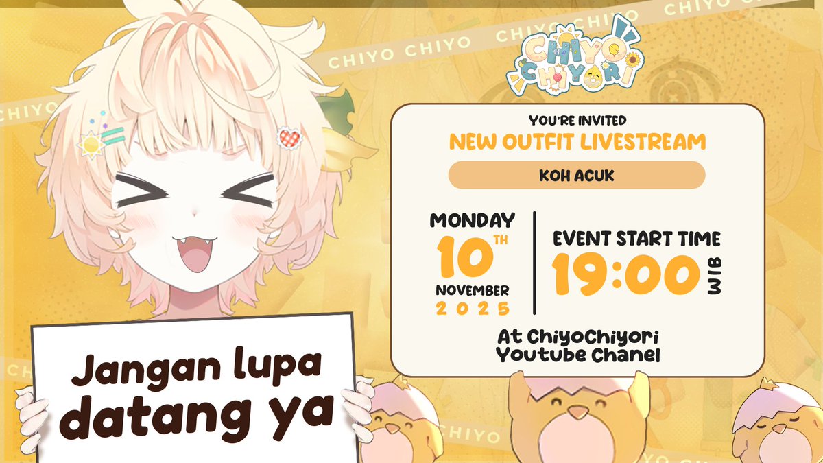 mari gusy sekarang banget ada new outfit chiyo wkwkwkwk yang mau lihat ayam sini sini