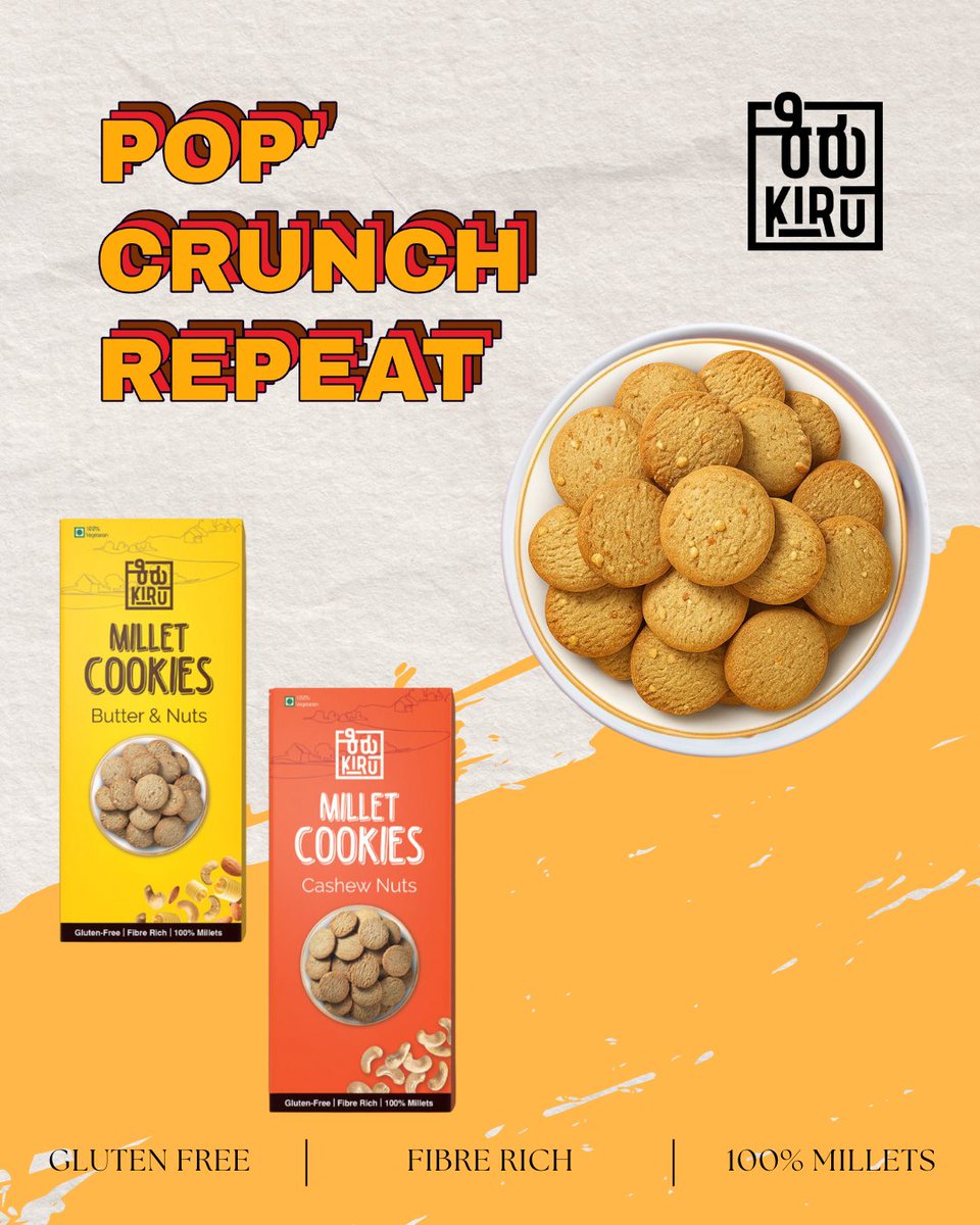 Kiru_Millet's tweet photo. Who said cookies can’t do good for you? 🍪

Our millet cookies are here to make your breaks better — crisp, wholesome, and made from 100% millets.

Gluten-free, fibre-rich, and seriously addictive.

#MilletCookies #HealthySnacks #GlutenFree #MilletMagic #KiruMillet https://t.co/ong5SX781n