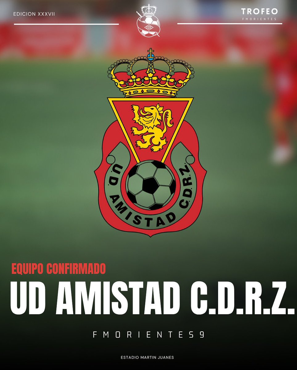 𝙀𝙌𝙐𝙄𝙋𝙊 𝘾𝙊𝙉𝙁𝙄𝙍𝙈𝘼𝘿𝙊 | <a href="/ud_amistad/">UD Amistad</a> ✅

🏟️ ¡Bienvenidos al Trofeo Morientes, UD AMISTAD C.D.R.Z.! 🏆

🫡 Desde Aragón llega una gran cantera lista para disfrutar de un torneo lleno de fútbol, energía y compañerismo. ¡A dejar huella en el campo, chicos! 🔥🙌