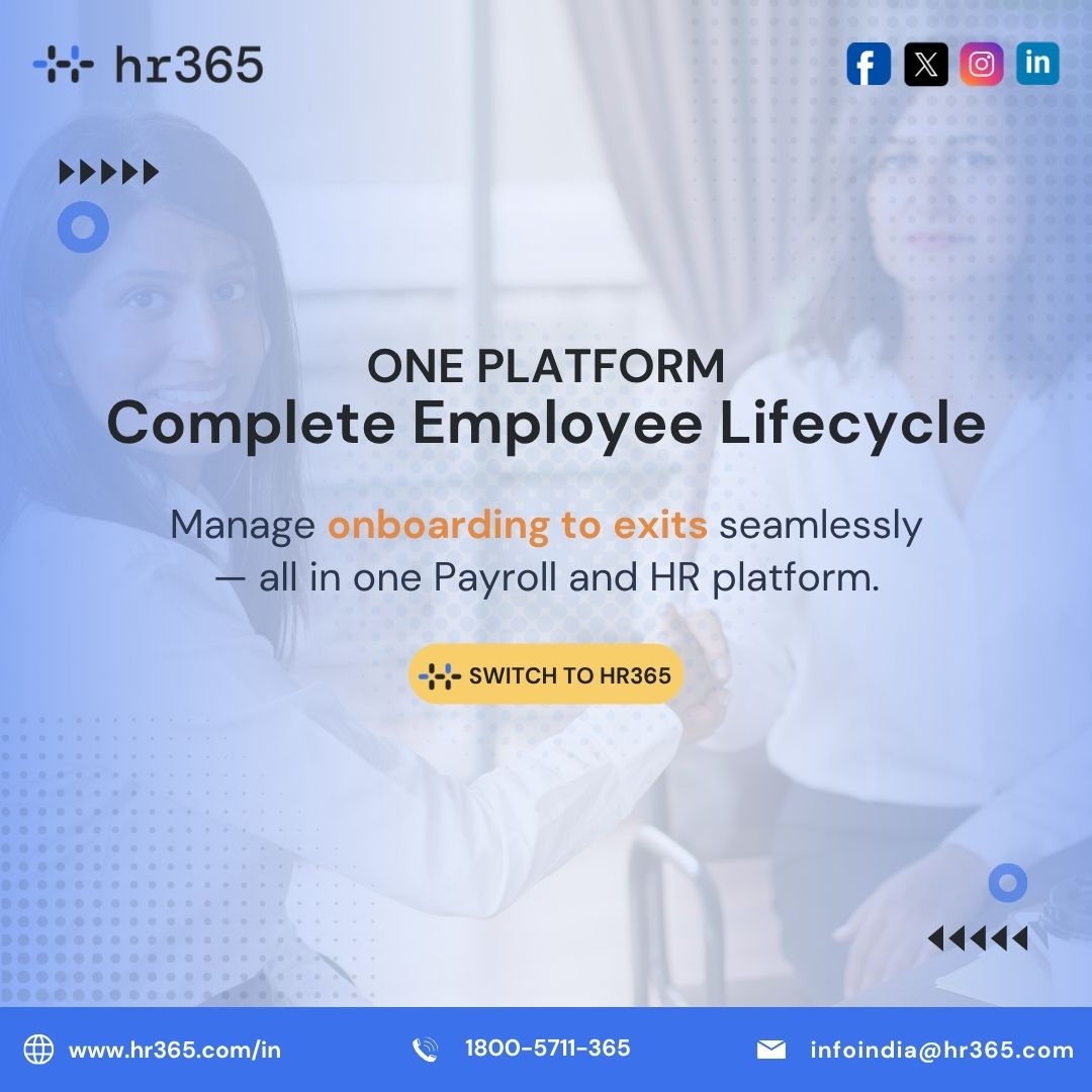 Hr365India's tweet image. Manage employee lifecycle effortlessly. From onboarding to transfers and exits, our platform ensure smooth processes, accurate documentation and a positive experience for all.

hr365.com/in/employee-on…

#HCMSoftware #HRProcessAutomation #HRSoftware #EmployeeManagement #HR365India