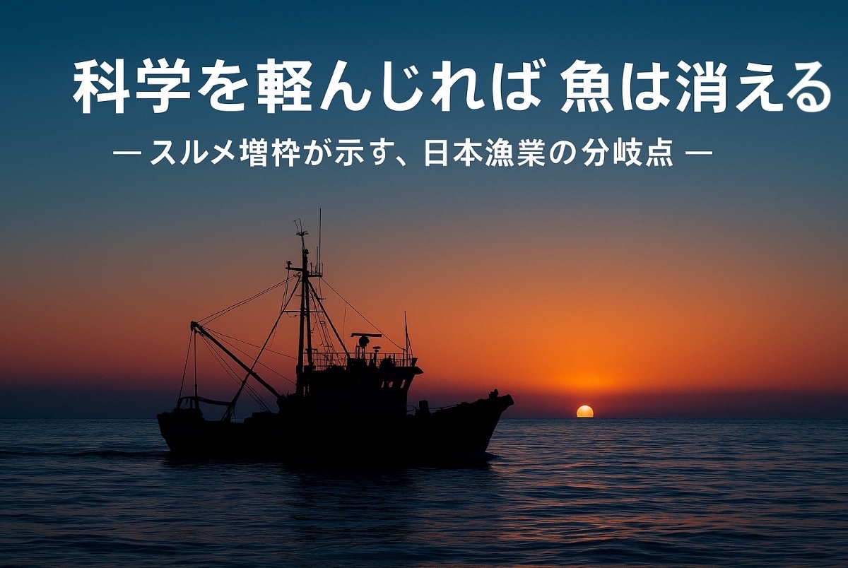 osakanajournal's tweet image. 最新版　スルメ漁獲枠の論点

日本漁業の構造問題の凝縮版。
年内の対応を間違えると、魚を食べられない未来に向かいかねません。

もくじ
①    資源管理：科学を軽んじる日本の体質
②    経営保護：減収補てん制度の穴
③    不公平感：獲るチャンスの偏り
④    個人的見解…