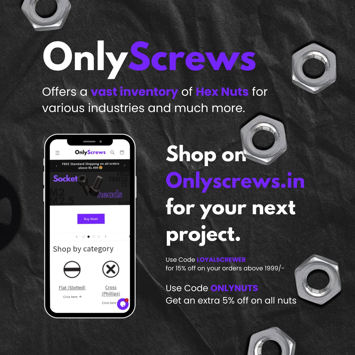 OnlyScrews's tweet image. Shop reliable, high-quality hex nuts today at OnlyScrews.in

#OnlyScrews #KnowNutNovember #HexNuts #Fasteners #HardwareIndia #EngineeringBasics #IndustrialHardware #ZincNuts #BlackNuts #YellowZincNuts #SS304 #BoltsAndNuts #MadeInIndia #DIYHardware #OnlineHardwareStore