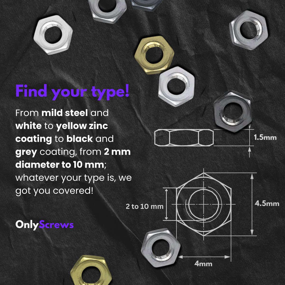 OnlyScrews's tweet image. Shop reliable, high-quality hex nuts today at OnlyScrews.in

#OnlyScrews #KnowNutNovember #HexNuts #Fasteners #HardwareIndia #EngineeringBasics #IndustrialHardware #ZincNuts #BlackNuts #YellowZincNuts #SS304 #BoltsAndNuts #MadeInIndia #DIYHardware #OnlineHardwareStore
