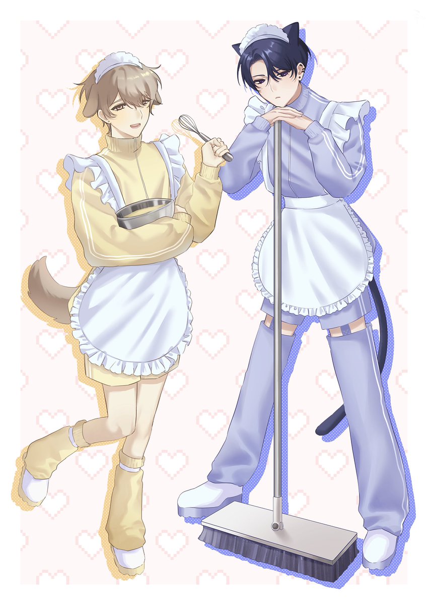 ジャージメイド🤍🖤 #illustration #oc