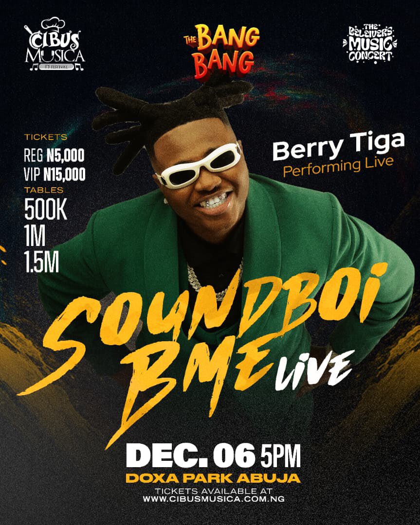Abuja City are you ready because <a href="/Soundboi_BME/">SoundBoi BME</a> is ready 🔥🔥

TheBangBang is bringing the heat this December and no one should miss this. 

📅 6th December, 2025
📍 Doxa Park, Abuja 

Get your tickets now before it’s sold out 🤞
 #BelieversMusicConcert